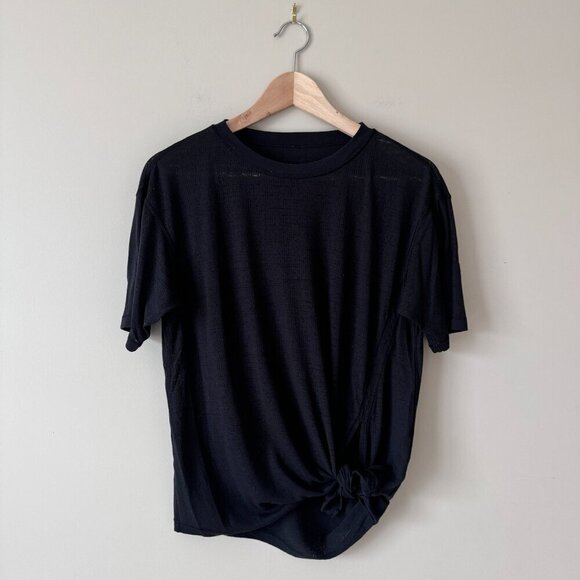 lululemon athletica Tops - lululemon | Black Asymmetrical Spit Front Tie Slub Tee - Size S